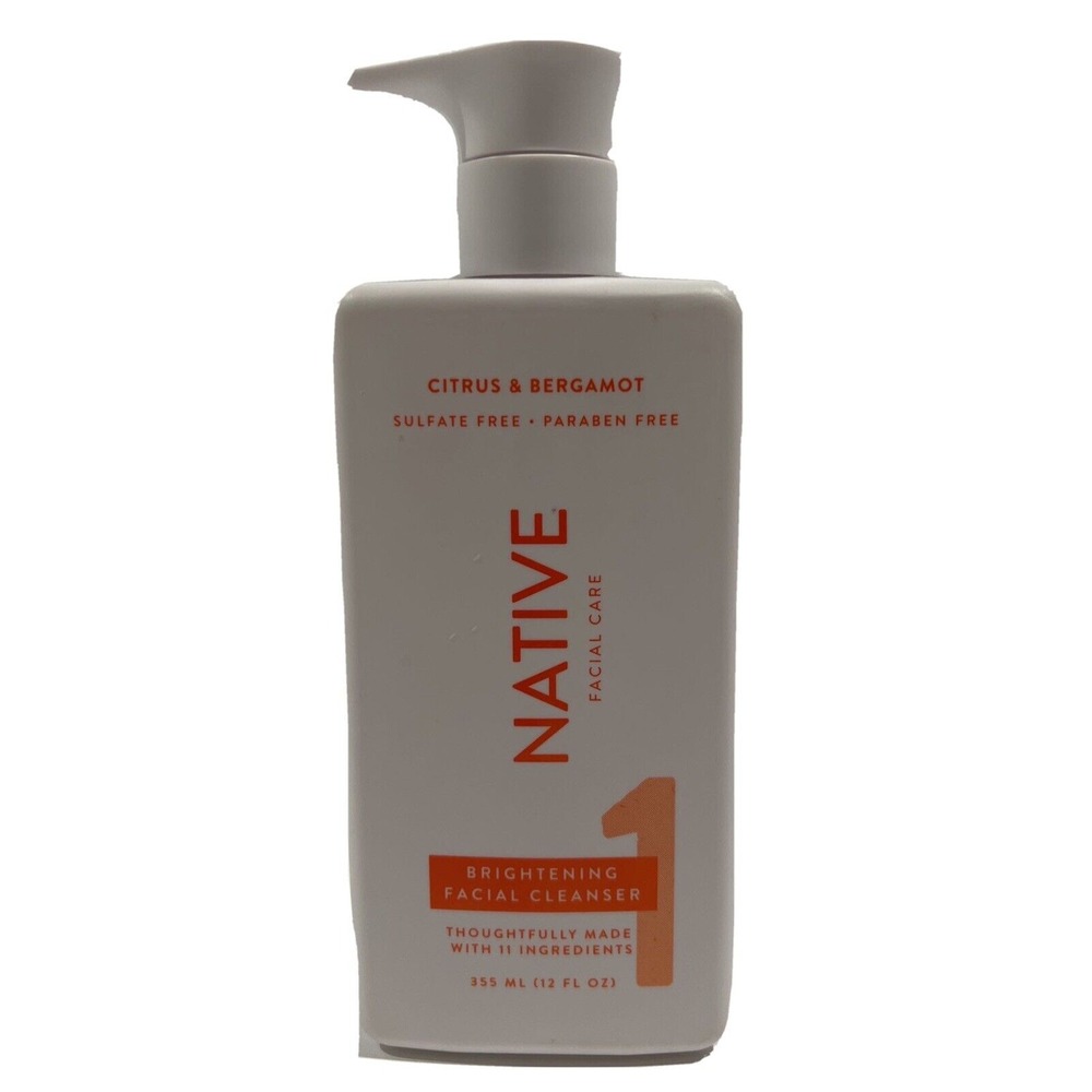 Native Brightening Facial Cleanser Citrus &‎ Bergamot 12 Fl oz NEW